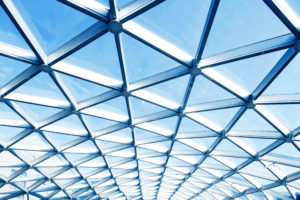 roof of a modern building with triangular patterns strewn throughout