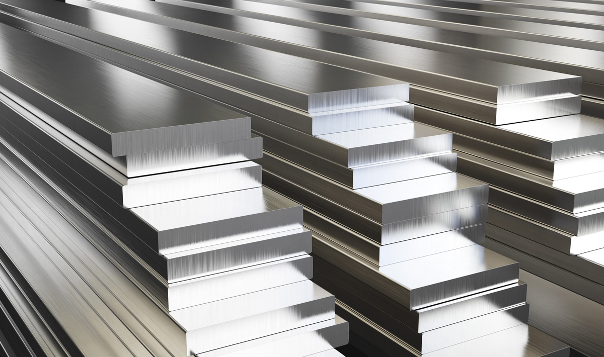 Stacks of silver aluminum in El Paso.