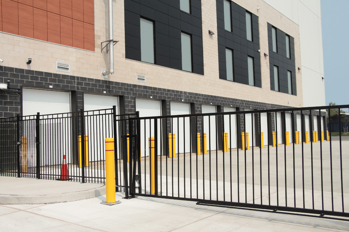 Metal gate around a commercial building